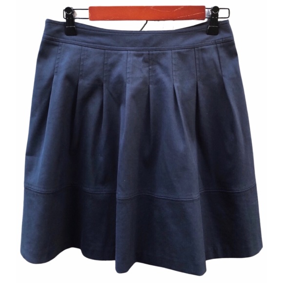 THEORY Odina Navy Blue Pleated A-Line Dark Academia Mini Skirt - Picture 1 of 3